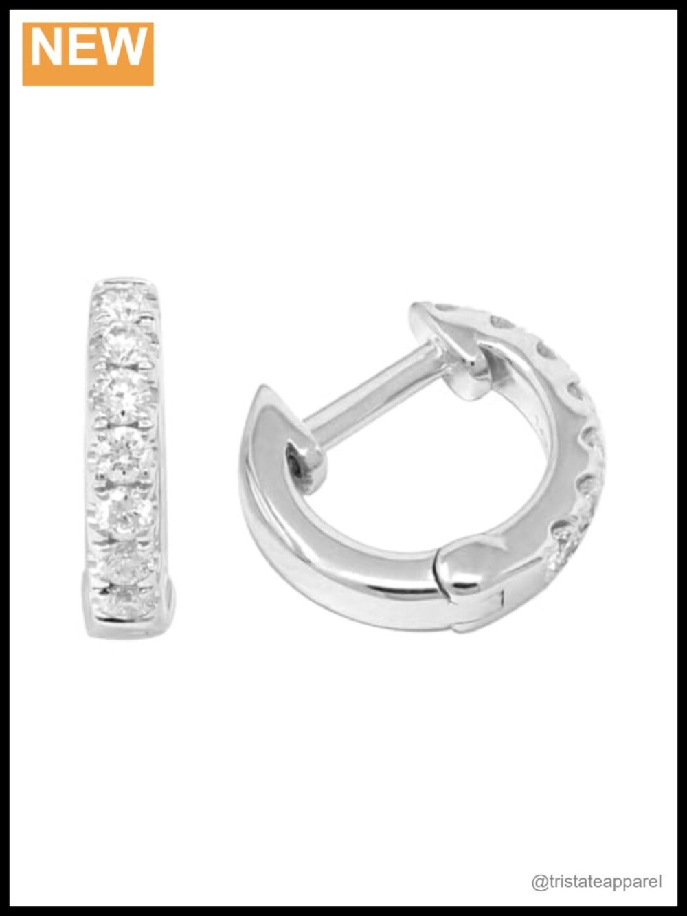 14K Solid Gold 1/5 Ct Natural Diamond Hoop Earrings 10mm